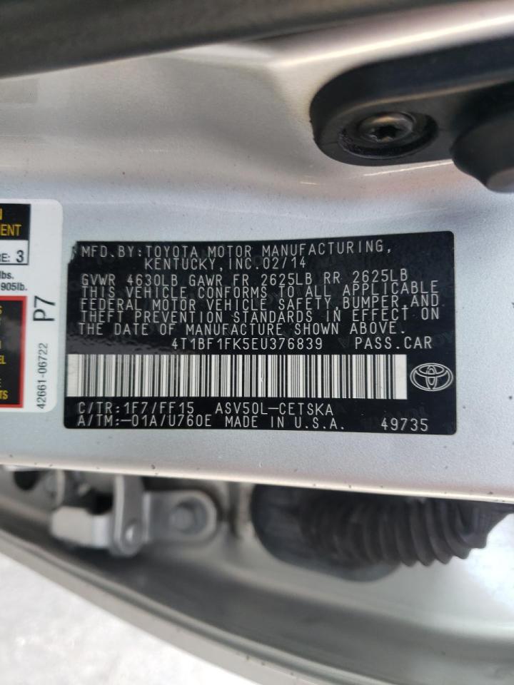 Photo 10 from auction – 2014 TOYOTA CAMRY L with VIN 4T1BF1FK5EU376839