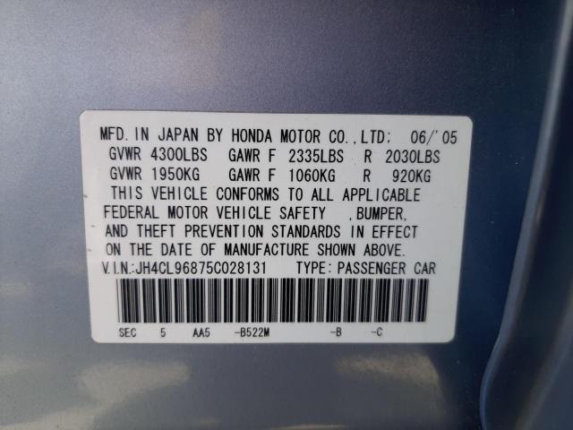 Photo 10 from auction – 2005 ACURA TSX with VIN JH4CL96875C028131