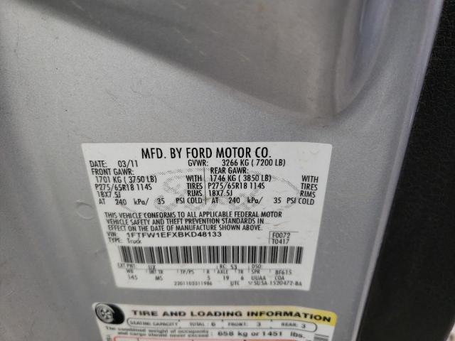 Photo 10 from auction – 2011 FORD F150 SUPER with VIN 1FTFW1EFXBKD48133