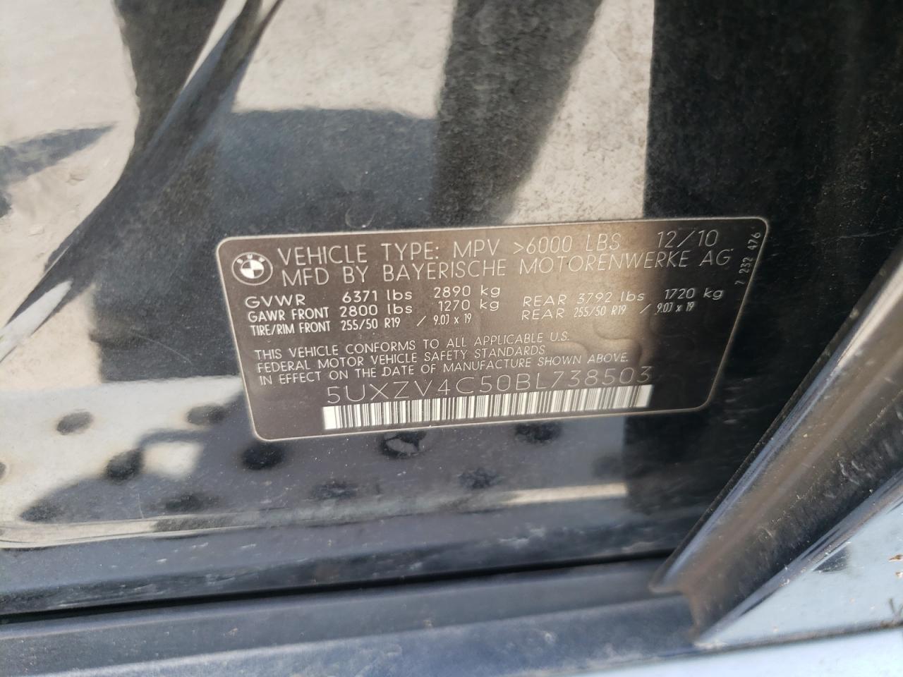 Photo 10 from auction – 2011 BMW X5 XDRIVE3 with VIN 5UXZV4C50BL738503