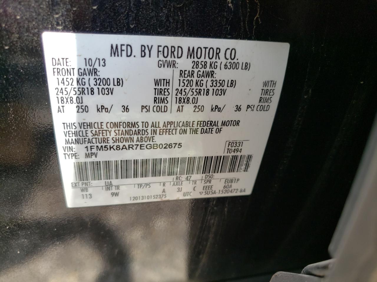 Photo 10 from auction – 2014 FORD EXPLORER P with VIN 1FM5K8AR7EGB02675