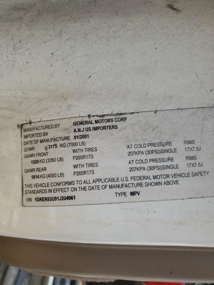Photo 10 from auction – 2001 GMC DENALI with VIN 1GKEK63U91J204961