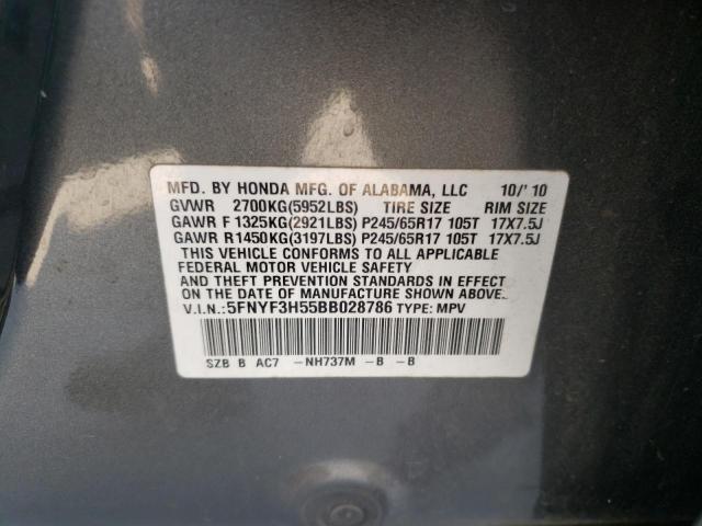 Photo 10 from auction – 2011 HONDA PILOT EXL with VIN 5FNYF3H55BB028786