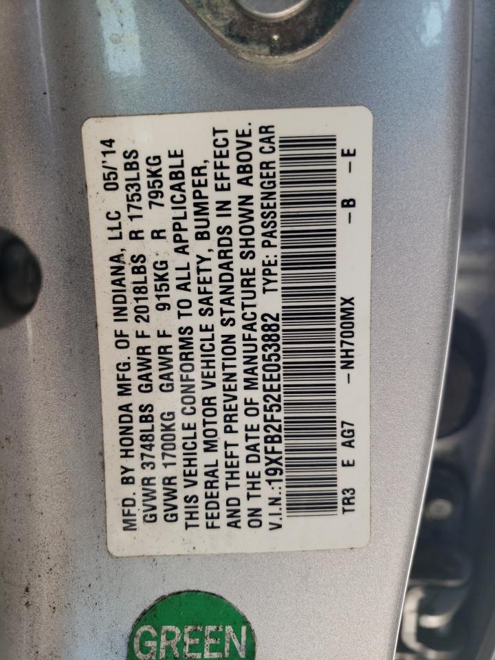 Photo 10 from auction – 2014 HONDA CIVIC LX with VIN 19XFB2F52EE053882