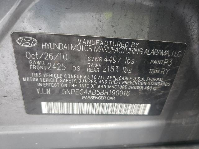 Photo 10 from auction – 2011 HYUNDAI SONATA SE with VIN 5NPEC4AB5BH190016