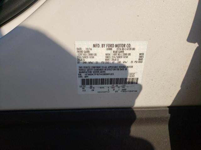 Photo 10 from auction – 2017 FORD EXPLORER L with VIN 1FM5K7F87HGB60123