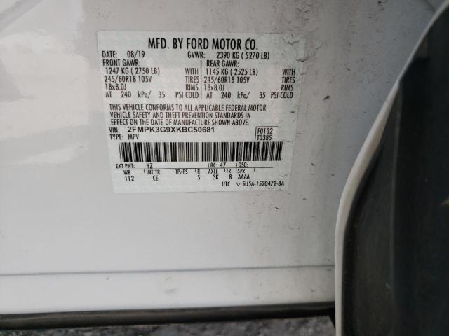 Photo 10 from auction – 2019 FORD EDGE SE with VIN 2FMPK3G9XKBC50681