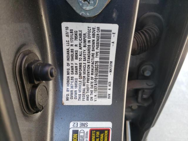 Photo 10 from auction – 2010 HONDA CIVIC LX-S with VIN 19XFA1F61AE080376