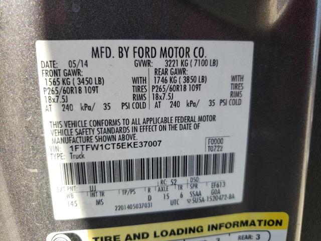 Photo 10 from auction – 2014 FORD F150 SUPER with VIN 1FTFW1CT5EKE37007