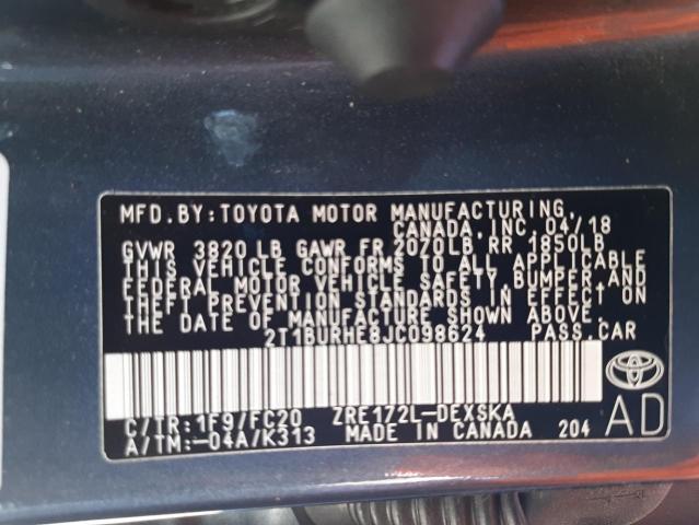 Photo 10 from auction – 2018 TOYOTA COROLLA L with VIN 2T1BURHE8JC098624