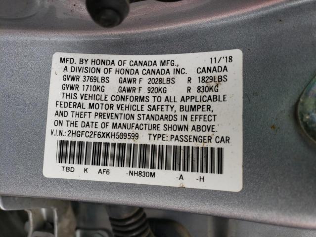 Photo 10 from auction – 2019 HONDA CIVIC LX with VIN 2HGFC2F6XKH509599