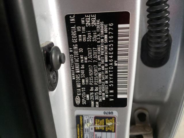 Photo 10 from auction – 2014 KIA SORENTO LX with VIN 5XYKTDA64EG516776