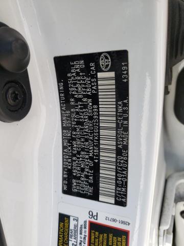 Photo 10 from auction – 2016 TOYOTA CAMRY LE with VIN 4T1BF1FK6GU259998