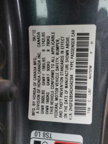 Photo 10 from auction – 2012 HONDA CIVIC LX with VIN 2HGFG3B54CH542364