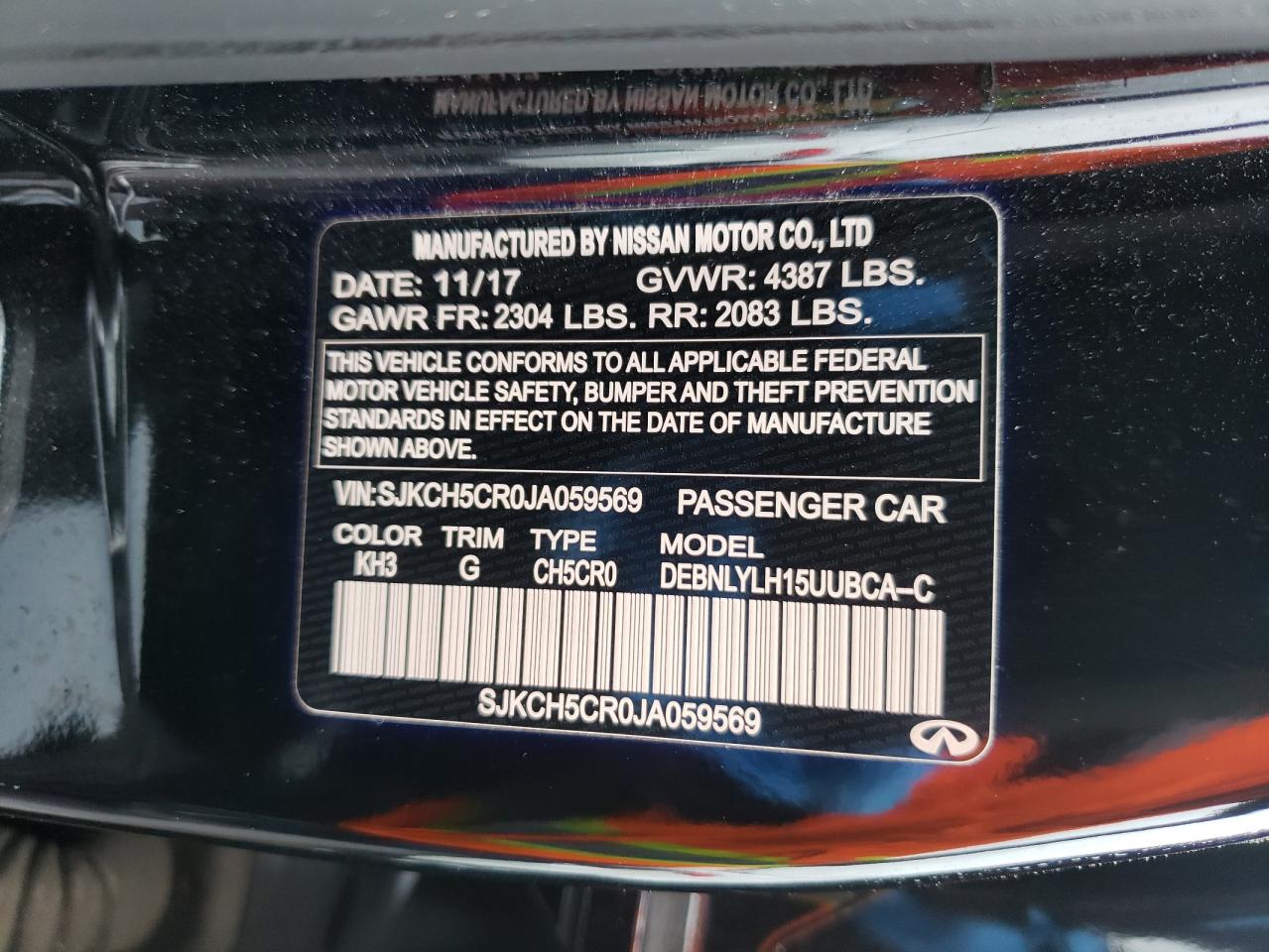 Photo 11 from auction – 2018 INFINITI QX30 BASE with VIN SJKCH5CR0JA059569