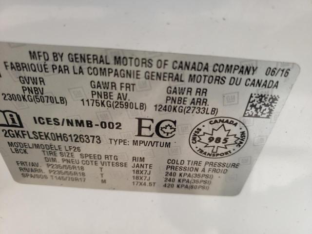 GMC TERRAIN SL 2017 with VIN 2GKFLSEK0H6126373 - Photo from auction