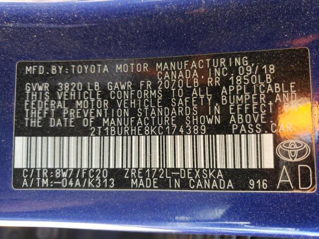 Photo 10 from auction – 2019 TOYOTA COROLLA L with VIN 2T1BURHE8KC174389
