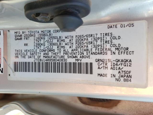Photo 10 from auction – 2005 TOYOTA 4RUNNER SR with VIN JTEBU14R858040830