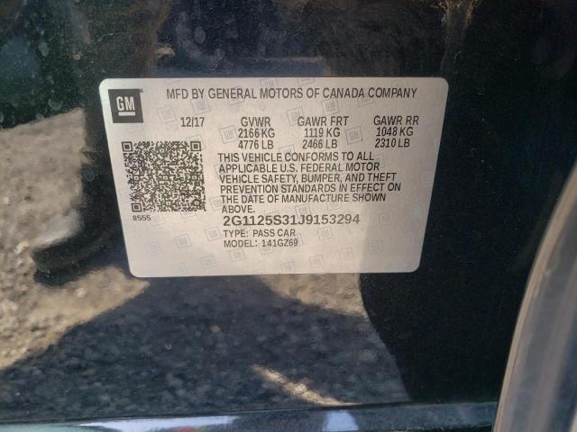 Photo 10 from auction – 2018 CHEVROLET IMPALA PRE with VIN 2G1125S31J9153294