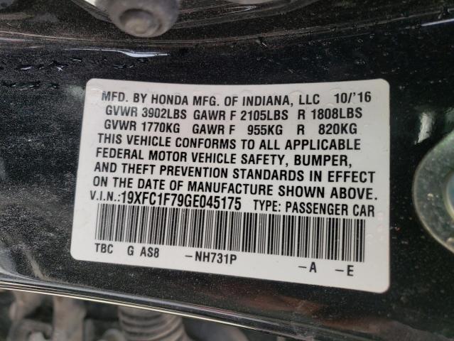 Photo 1 from auction – 2016 HONDA CIVIC EXL with VIN 19XFC1F79GE045175