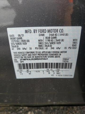 Photo 10 from auction – 2021 FORD EDGE SEL with VIN 2FMPK4J92MBA05441