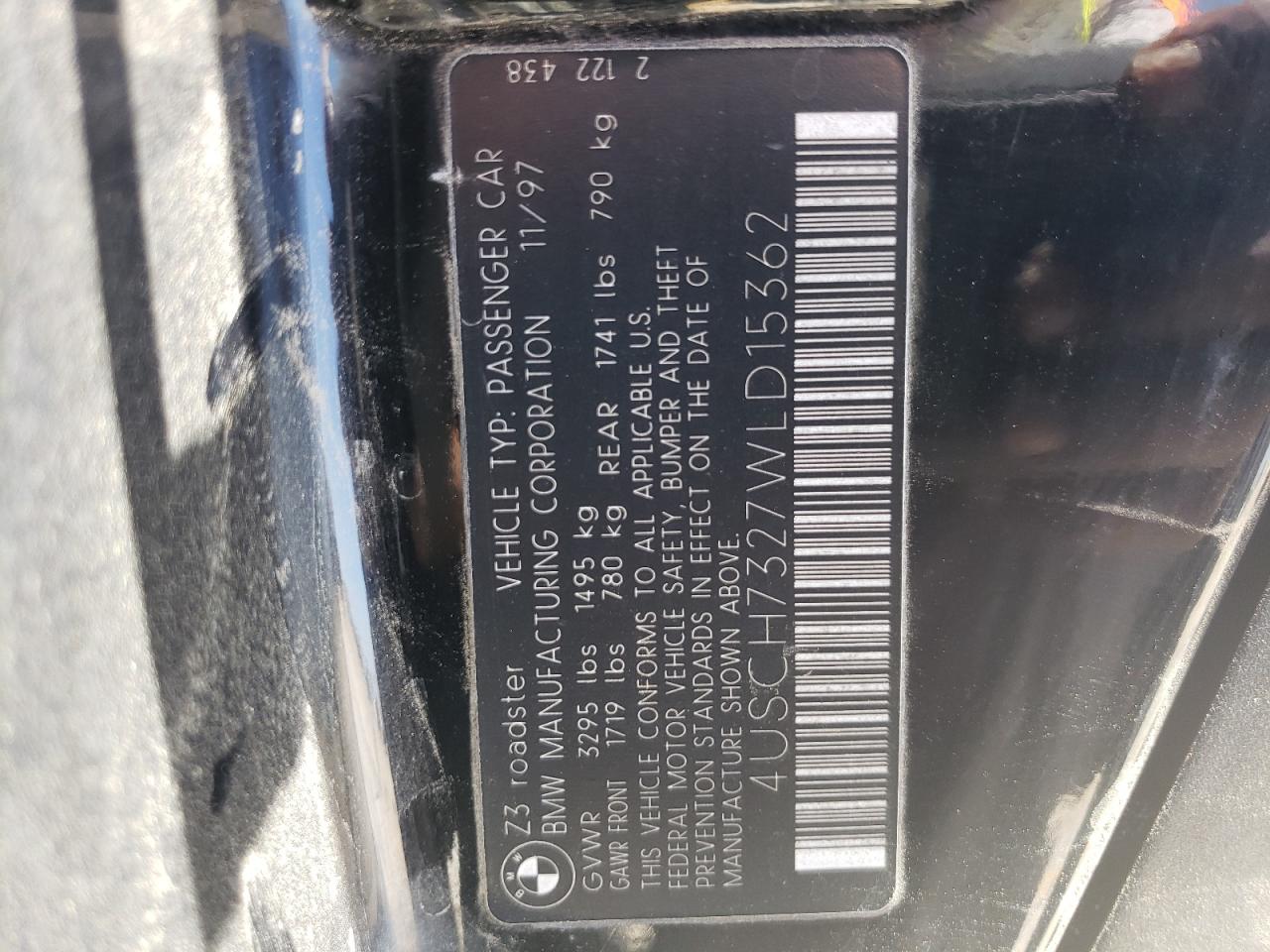 Photo 10 from auction – 1998 BMW Z3 1.9 with VIN 4USCH7327WLD15362