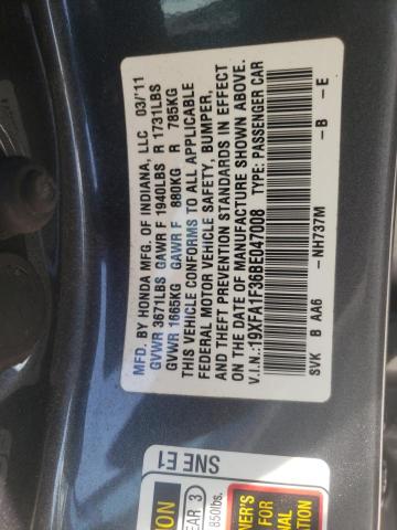HONDA CIVIC VP 2011 with VIN 19XFA1F36BE047008 - Photo from auction