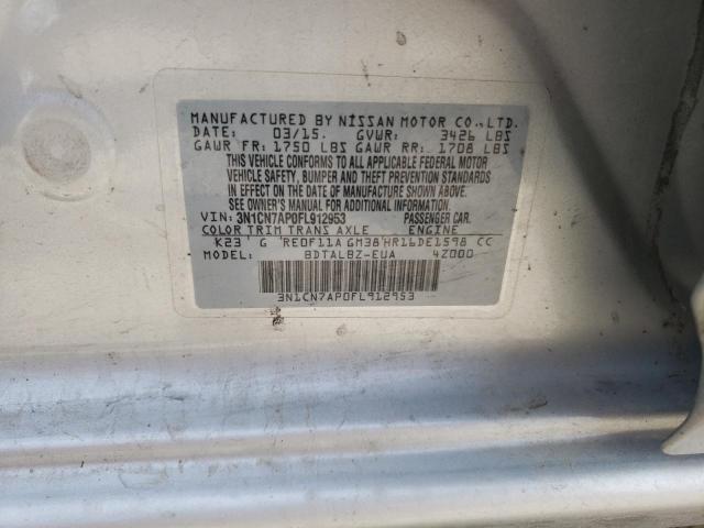 Photo 10 from auction – 2015 NISSAN VERSA S with VIN 3N1CN7AP0FL912953