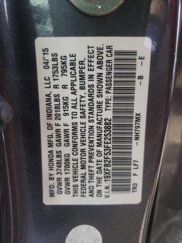 Photo 1 from auction – 2015 HONDA CIVIC LX with VIN 19XFB2F53FE253882