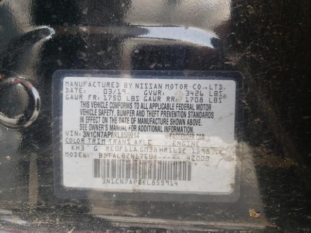 Photo 10 from auction – 2019 NISSAN VERSA S with VIN 3N1CN7AP8KL855914
