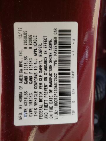 Photo 10 from auction – 2013 HONDA ACCORD EX with VIN 1HGCR2F70DA072532