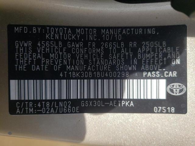Photo 10 from auction – 2011 TOYOTA AVALON BAS with VIN 4T1BK3DB1BU400298