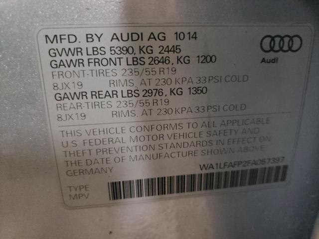 Photo 10 from auction – 2015 AUDI Q5 PREMIUM with VIN WA1LFAFP2FA057397