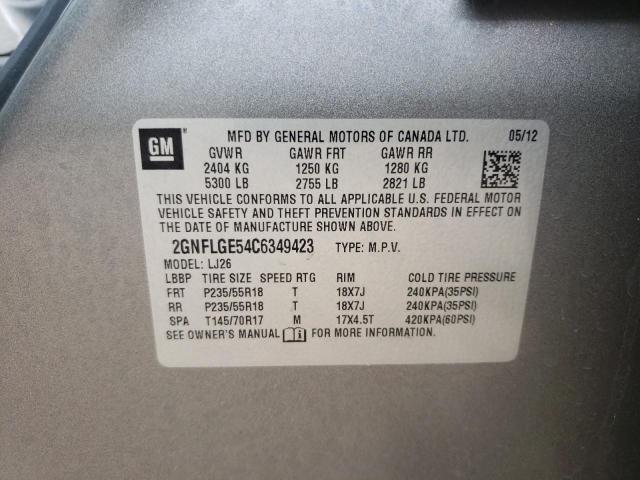 Photo 10 from auction – 2012 CHEVROLET EQUINOX LT with VIN 2GNFLGE54C6349423