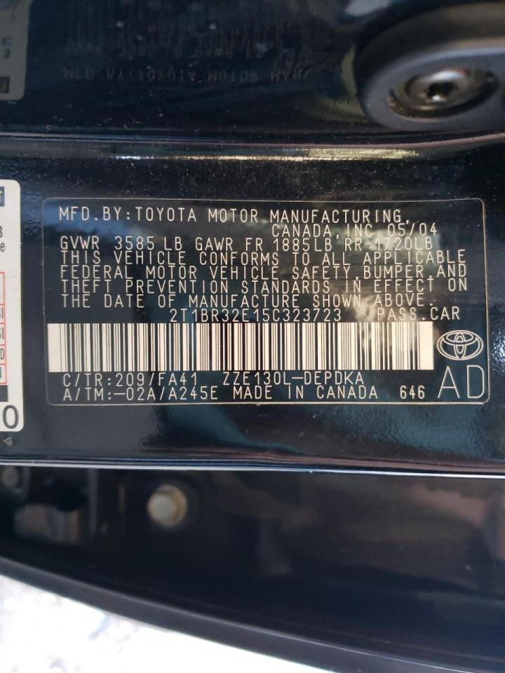 Photo 10 from auction – 2005 TOYOTA COROLLA CE with VIN 2T1BR32E15C323723