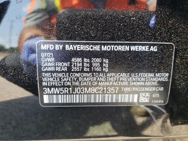 Photo 10 from auction – 2021 BMW 330I with VIN 3MW5R1J03M8C21357