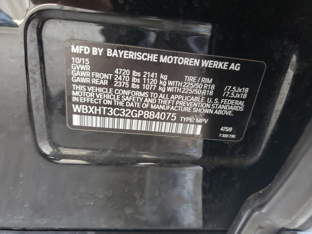 Photo 10 from auction – 2016 BMW X1 XDRIVE2 with VIN WBXHT3C32GP884075