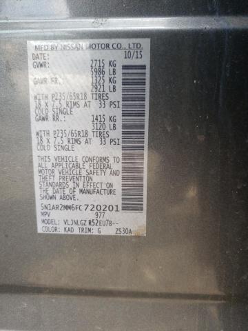 Фото 10 с аукциона – 2015 NISSAN PATHFINDER с VIN 5N1AR2MM6FC720201