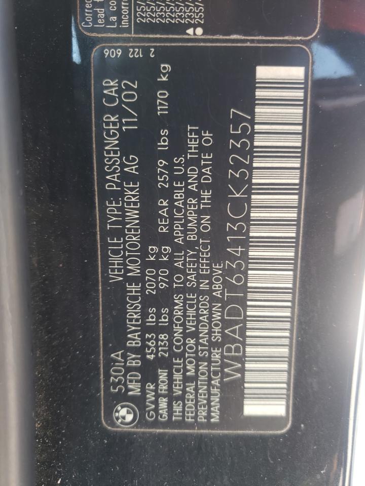 Photo 10 from auction – 2003 BMW 530 I AUTO with VIN WBADT63413CK32357