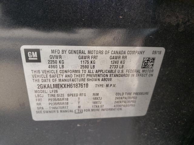 Photo 10 from auction – 2017 GMC TERRAIN SL with VIN 2GKALMEKXH6187610