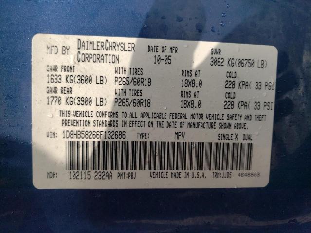 Photo 10 from auction – 2006 DODGE DURANGO LI with VIN 1D8HB58266F132686