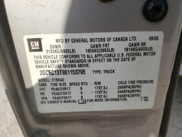 Photo 10 from auction – 2006 CHEVROLET SILVERADO with VIN 2GCEC13T861153795