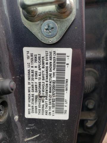 Photo 10 from auction – 2015 HONDA CIVIC LX with VIN 19XFB2F5XFE209183