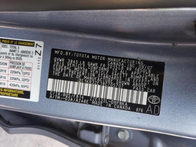 TOYOTA COROLLA MA 2008 with VIN 2T1KR32E18C705707 - Photo from auction