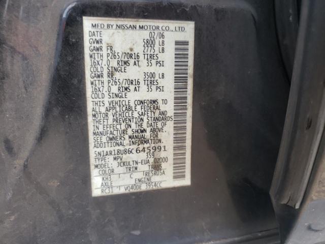 Photo 10 from auction – 2006 NISSAN PATHFINDER with VIN 5N1AR18U86C645991