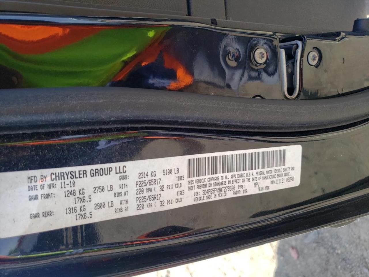 Photo 10 from auction – 2010 DODGE JOURNEY SX with VIN 3D4PG5FV9AT279580