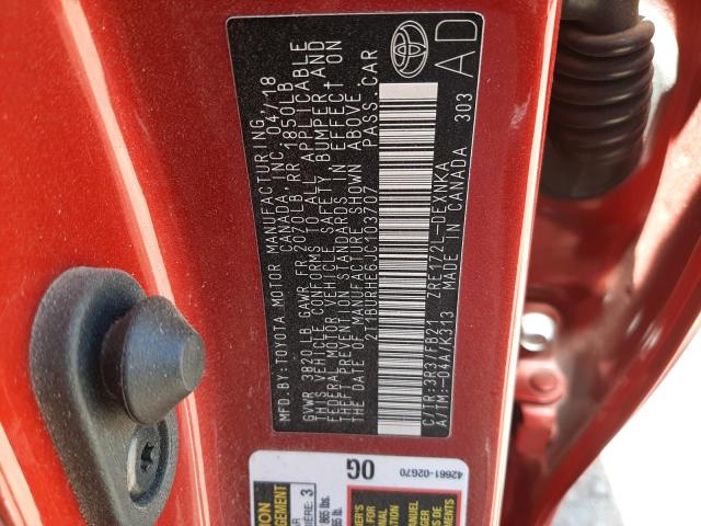 Photo 10 from auction – 2018 TOYOTA COROLLA L with VIN 2T1BURHE6JC103707