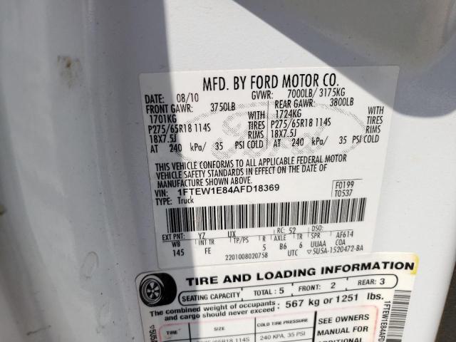 Photo 10 from auction – 2010 FORD F150 SUPER with VIN 1FTEW1E84AFD18369