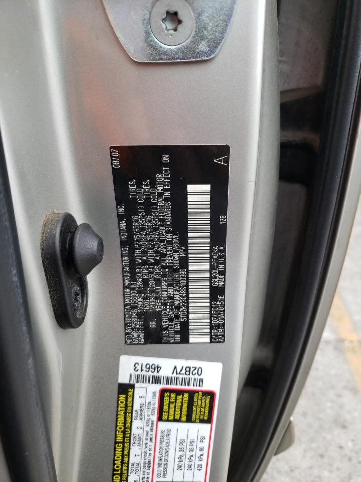 Photo 10 from auction – 2008 TOYOTA SIENNA CE with VIN 5TDZK23C48S100386