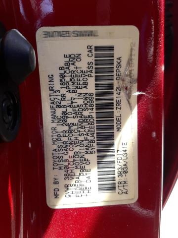 Photo 10 from auction – 2013 TOYOTA COROLLA BA with VIN 5YFBU4EE6DP148996